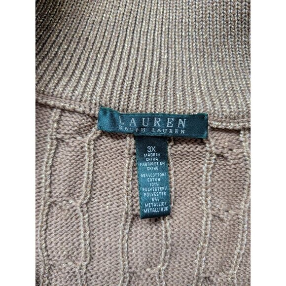 Lauren Ralph Lauren Cable Knit Metallic Gold 3X NWT - Picture 5 of 11